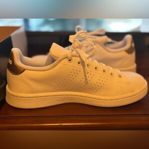 Adidas Men's White Sneakers with Brown Accents
